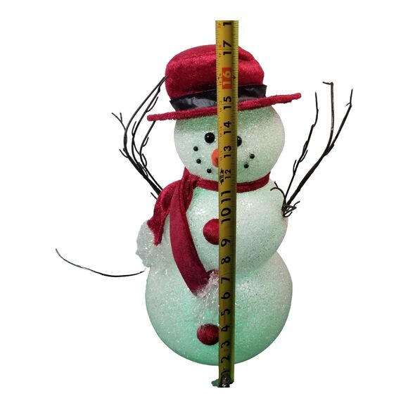 Snowman 17" Christmas Light Up Changes Colors Winter Red Top Hat Scarf LED Video - Picture 5 of 5